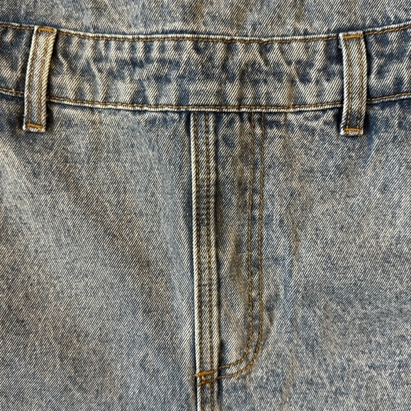 Cider Blue Denim Bib Overall Shorts Silver Hardware Rolled Hem Romper XS - Picture 7 of 13